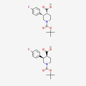molecular formula C34H44F2N2O8 B15126076 rel-(3S,4R)-1-(tert-butoxycarbonyl)-3-(4-fluorophenyl)piperidine-4-carboxylic acid 