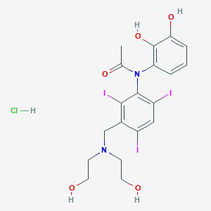 molecular formula C19H22ClI3N2O5 B15126294 N-(3-((Bis(2-hydroxyethyl)amino)methyl)-2,4,6-triiodophenyl)-N-(2,3-dihydroxyphenyl)acetamide monohydrochloride CAS No. 26122-63-4