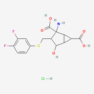 molecular formula C15H16ClF2NO5S B15126466 2-Amino-3-[(3,4-difluorophenyl)sulfanylmethyl]-4-hydroxybicyclo[3.1.0]hexane-2,6-dicarboxylic acid;hydrochloride 