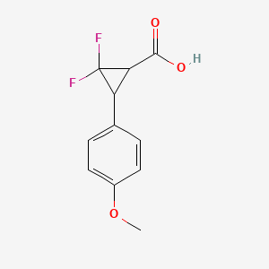 molecular formula C11H10F2O3 B15126474 2,2-Difluoro-3-(4-methoxyphenyl)cyclopropane-1-carboxylic acid 