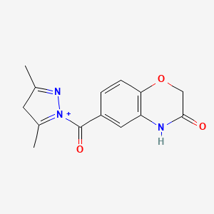 molecular formula C14H14N3O3+ B15126487 6-(3,5-dimethyl-4H-1lambda4-pyrazole-1-carbonyl)-2H-benzo[b][1,4]oxazin-3(4H)-one 