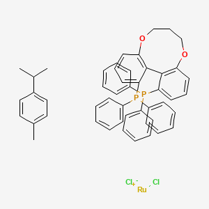 molecular formula C49H46Cl2O2P2Ru B1512815 Chlororuthenium(1+);(17-diphenylphosphanyl-8,12-dioxatricyclo[11.4.0.02,7]heptadeca-1(13),2(7),3,5,14,16-hexaen-3-yl)-diphenylphosphane;1-methyl-4-propan-2-ylbenzene;chloride CAS No. 905709-79-7