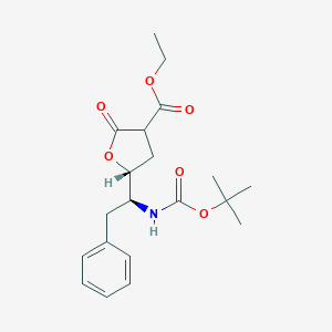molecular formula C20H27NO6 B151285 ethyl (5R)-5-{(1S)-1-[(tert-butoxycarbonyl)amino]-2-phenylethyl}-2-oxotetrahydro-3-furancarboxylate CAS No. 338462-91-2