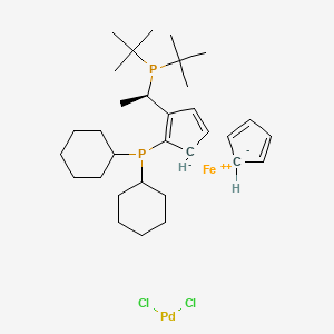 molecular formula C32H52Cl2FeP2Pd B1512871 环戊-1,3-二烯；二叔丁基-[(1R)-1-(2-二环己基膦基环戊-1,4-二烯-1-基)乙基]膦；二氯化钯；铁(2+) CAS No. 854019-82-2