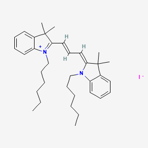 1-Hexyl-2-[(1E,3Z)-3-(1-hexyl-3,3-dimethyl-1,3-dihydro-2H-indol-2-ylidene)prop-1-en-1-yl]-3,3-dimethyl-3H-indol-1-ium iodide