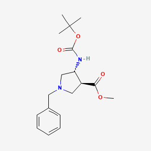molecular formula C18H26N2O4 B1512948 methyl (3S,4R)-1-benzyl-4-((tert-butoxycarbonyl)amino)pyrrolidine-3-carboxylate CAS No. 955138-40-6