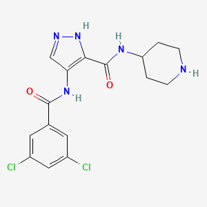 4-(3,5-Dichlorobenzamido)-N-(piperidin-4-yl)-1H-pyrazole-3-carboxamide