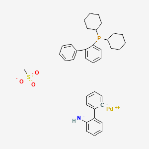 molecular formula C37H43NO3PPdS- B15130837 Dicyclohexyl-(2-phenylphenyl)phosphane;methanesulfonate;palladium(2+);(2-phenylphenyl)azanide 