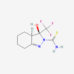 molecular formula C9H12F3N3OS B15130894 (3S,3aR)-3-Hydroxy-3-(trifluoromethyl)-4,5,6,7-tetrahydro-3aH-indazole-2-carbothioamide 