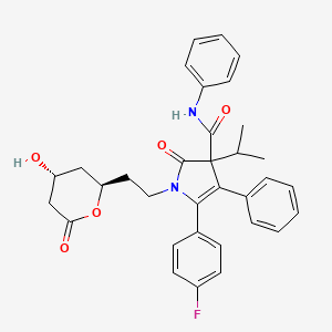 molecular formula C33H33FN2O5 B15131102 5-(4-Fluorophenyl)-2,3-dihydro-3-(1-methylethyl)-2-oxo-N,4-diphenyl-1-[2-tetrahydro-4-hydroxy-6-oxo-2H-pyran-2-yl]ethyl]-1H-pyrrole-3-carboxamide 