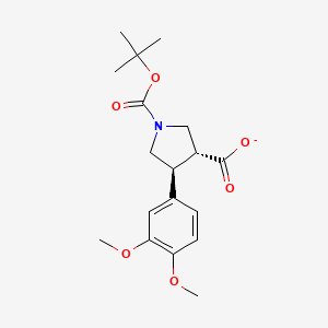 molecular formula C18H24NO6- B15132501 (3R,4S)-rel-1-(tert-butoxycarbonyl)-4-(3,4-dimethoxyphenyl)pyrrolidine-3-carboxylic acid 