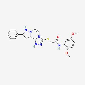 molecular formula C23H26N6O3S B15132643 N-(2,5-dimethoxyphenyl)-2-({11-phenyl-3,4,6,9,10-pentaazatricyclo[7.3.0.0^{2,6}]dodeca-1(12),2,4,7,10-pentaen-5-yl}sulfanyl)acetamide 