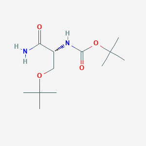 molecular formula C12H24N2O4 B15132649 Carbamic acid, N-[(1R)-2-amino-1-[(1,1-dimethylethoxy)methyl]-2-oxoethyl]-, 1,1-dimethylethyl ester 