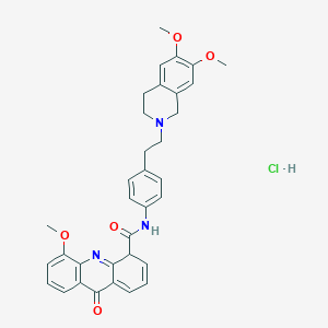 molecular formula C34H34ClN3O5 B15134297 N-[4-[2-(6,7-dimethoxy-3,4-dihydro-1H-isoquinolin-2-yl)ethyl]phenyl]-5-methoxy-9-oxo-4H-acridine-4-carboxamide;hydrochloride 