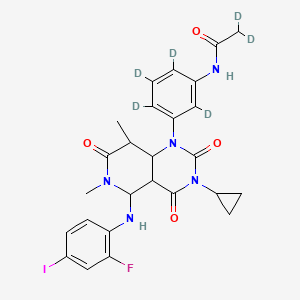 molecular formula C26H27FIN5O4 B15134409 N-[3-[3-cyclopropyl-5-[(2-fluoro-4-iodophenyl)amino]-3,4,6,7-tetrahydro-6,8-dimethyl-2,4,7-trioxopyrido[4,3-d]pyrimidin-1(2H)-yl]phenyl-2,4,5,6-d4]-acetamide-2,2-d2 
