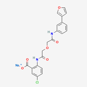 molecular formula C21H16ClN2NaO6 B15135120 sodium;5-chloro-2-[[2-[2-[3-(furan-3-yl)anilino]-2-oxoethoxy]acetyl]amino]benzoate 