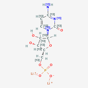 molecular formula C9H12Li2N3O8P B15135221 dilithium;[(2R,3R,5R)-5-(4-(15N)azanyl-2-oxo(2,4,5,6-13C4,1,3-15N2)pyrimidin-1-yl)-3,4-dihydroxy(2,3,4,5-13C4)oxolan-2-yl](113C)methyl phosphate 