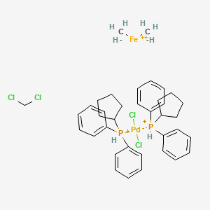 molecular formula C37H48Cl4FeP2Pd+2 B15138888 Carbanide;cyclopentyl(diphenyl)phosphanium;dichloromethane;dichloropalladium;iron(2+) 