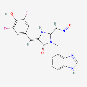 molecular formula C19H13F2N5O3 B15139074 (+)-Dihydrorobinetin 