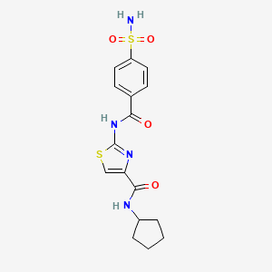molecular formula C16H18N4O4S2 B15140269 N-cyclopentyl-2-[(4-sulfamoylbenzoyl)amino]-1,3-thiazole-4-carboxamide 