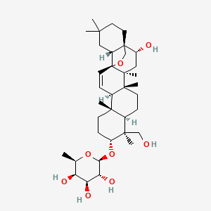 molecular formula C36H58O8 B15142569 (2R,3R,4S,5R,6R)-2-[[(1S,2R,4S,5R,8R,9S,10R,13S,14R,17S,18R)-2-hydroxy-9-(hydroxymethyl)-4,5,9,13,20,20-hexamethyl-24-oxahexacyclo[15.5.2.01,18.04,17.05,14.08,13]tetracos-15-en-10-yl]oxy]-6-methyloxane-3,4,5-triol 