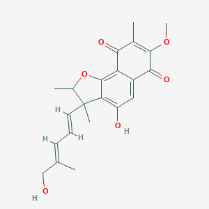 molecular formula C22H24O6 B151434 4-hydroxy-3-[(1E,3E)-5-hydroxy-4-methylpenta-1,3-dienyl]-7-methoxy-2,3,8-trimethyl-2H-benzo[g][1]benzofuran-6,9-dione CAS No. 134985-00-5