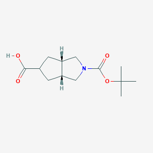molecular formula C13H21NO4 B151441 (3aR,5r,6aS)-2-(tert-butoxycarbonyl)octahydrocyclopenta[c]pyrrole-5-carboxylic acid CAS No. 442877-23-8