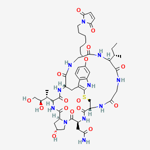 molecular formula C49H67N11O16S B15144902 2-[(1R,4S,8R,10S,13S,16S,27R,34S)-34-[(2S)-butan-2-yl]-13-[(2R,3R)-3,4-dihydroxybutan-2-yl]-22-[6-(2,5-dioxopyrrol-1-yl)hexoxy]-8-hydroxy-2,5,11,14,27,30,33,36,39-nonaoxo-27lambda4-thia-3,6,12,15,25,29,32,35,38-nonazapentacyclo[14.12.11.06,10.018,26.019,24]nonatriaconta-18(26),19(24),20,22-tetraen-4-yl]acetamide 