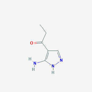 molecular formula C6H9N3O B15145673 1-(5-amino-1H-pyrazol-4-yl)propan-1-one 
