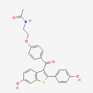 molecular formula C25H21NO5S B15145717 Acetamide,n-[2-[4-[[6-hydroxy-2-(4-hydroxyphenyl)benzo[b]thien-3-yl]carbonyl]phenoxy]ethyl]- 