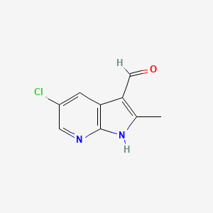 molecular formula C9H7ClN2O B1514614 5-chloro-2-methyl-1H-pyrrolo[2,3-b]pyridine-3-carbaldehyde 