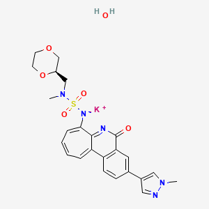 molecular formula C24H26KN5O6S B1514632 potassium;[[(2R)-1,4-dioxan-2-yl]methyl-methylsulfamoyl]-[3-(1-methylpyrazol-4-yl)-5-oxocyclohepta[c]isoquinolin-7-yl]azanide;hydrate 