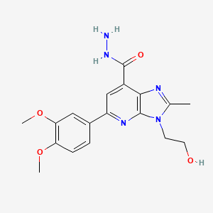 molecular formula C18H21N5O4 B15147380 5-(3,4-Dimethoxyphenyl)-3-(2-hydroxyethyl)-2-methyl-3H-imidazo-[4,5-b]-pyridine-7-carbohydrazide 