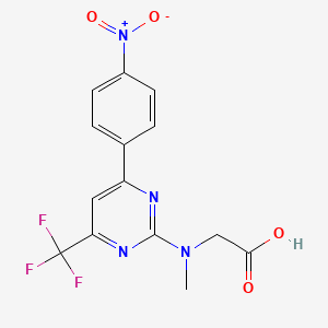 molecular formula C14H11F3N4O4 B15147487 N-Methyl-N-[6-(4-nitrophenyl)-4-(trifluoromethyl)pyrimidin-2-yl]glycine 