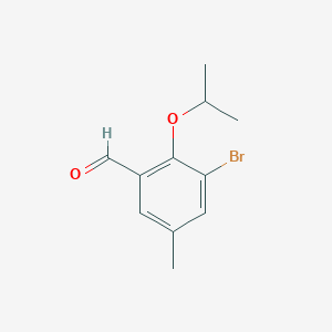 molecular formula C11H13BrO2 B1514787 3-Bromo-5-methyl-2-(1-methylethoxy)benzaldehyde 