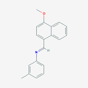 molecular formula C19H17NO B15148039 Benzenamine, N-(4-methoxy-1-naphthylmethylidene)-3-methyl- 