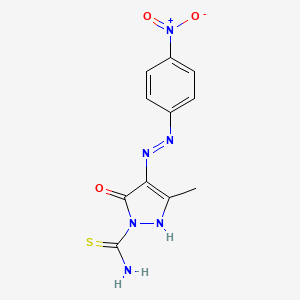 molecular formula C11H10N6O3S B15148121 3-methyl-4-(4-nitrophenyl)azo-5-oxo-4H-pyrazole-1-carbothioamide CAS No. 26179-01-1