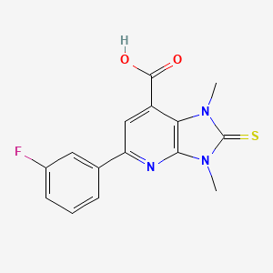 molecular formula C15H12FN3O2S B15148455 5-(3-Fluorophenyl)-2,3-dihydro-1,3-dimethyl-2-thioxo-1H-imidazo-[4,5-b]-pyridine-7-carboxylic acid 