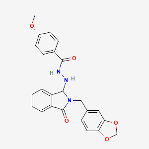 molecular formula C24H21N3O5 B15148506 N'-[2-(1,3-benzodioxol-5-ylmethyl)-3-oxo-2,3-dihydro-1H-isoindol-1-yl]-4-methoxybenzohydrazide CAS No. 732251-90-0
