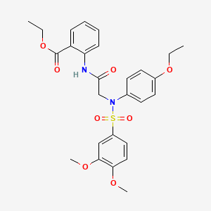 molecular formula C27H30N2O8S B15149296 ethyl 2-({N-[(3,4-dimethoxyphenyl)sulfonyl]-N-(4-ethoxyphenyl)glycyl}amino)benzoate 