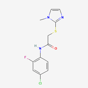 molecular formula C12H11ClFN3OS B15149319 N-(4-chloro-2-fluorophenyl)-2-[(1-methyl-1H-imidazol-2-yl)sulfanyl]acetamide 