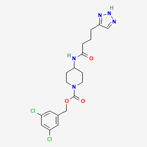 3,5-Dichlorobenzyl 4-(4-(1H-1,2,3-triazol-4-yl)butanamido)piperidine-1-carboxylate