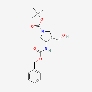 molecular formula C18H26N2O5 B1514956 Tert-butyl 3-(hydroxymethyl)-4-(phenylmethoxycarbonylamino)pyrrolidine-1-carboxylate 