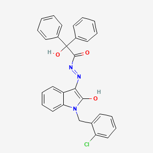 molecular formula C29H22ClN3O3 B15149894 N'-[(3Z)-1-(2-chlorobenzyl)-2-oxo-1,2-dihydro-3H-indol-3-ylidene]-2-hydroxy-2,2-diphenylacetohydrazide 