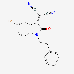 molecular formula C19H12BrN3O B15149916 [5-bromo-2-oxo-1-(2-phenylethyl)-1,2-dihydro-3H-indol-3-ylidene]propanedinitrile 