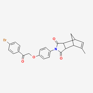 molecular formula C24H20BrNO4 B15149992 2-{4-[2-(4-bromophenyl)-2-oxoethoxy]phenyl}-5-methyl-3a,4,7,7a-tetrahydro-1H-4,7-methanoisoindole-1,3(2H)-dione 