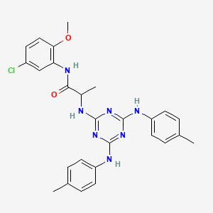 molecular formula C27H28ClN7O2 B15149994 N~2~-{4,6-bis[(4-methylphenyl)amino]-1,3,5-triazin-2-yl}-N-(5-chloro-2-methoxyphenyl)alaninamide 