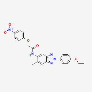 molecular formula C23H21N5O5 B15150011 N-[2-(4-ethoxyphenyl)-6-methyl-2H-benzotriazol-5-yl]-2-(4-nitrophenoxy)acetamide 