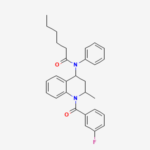 molecular formula C29H31FN2O2 B15150043 N-[1-(3-fluorobenzoyl)-2-methyl-3,4-dihydro-2H-quinolin-4-yl]-N-phenylhexanamide 