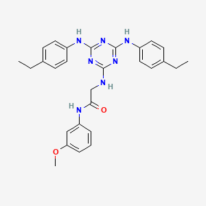 molecular formula C28H31N7O2 B15150093 N~2~-{4,6-bis[(4-ethylphenyl)amino]-1,3,5-triazin-2-yl}-N-(3-methoxyphenyl)glycinamide 